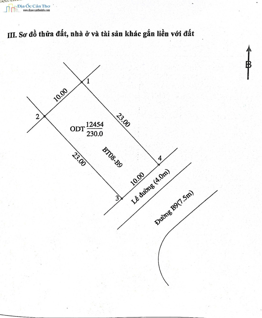 Nền biệt thự 230m2, đường B9 KDC Phú An, Cái Răng, Cần Thơ