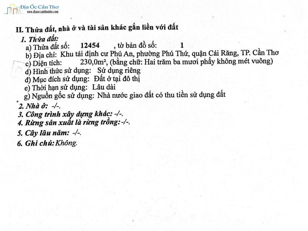 Nền biệt thự 230m2, đường B9 KDC Phú An, Cái Răng, Cần Thơ