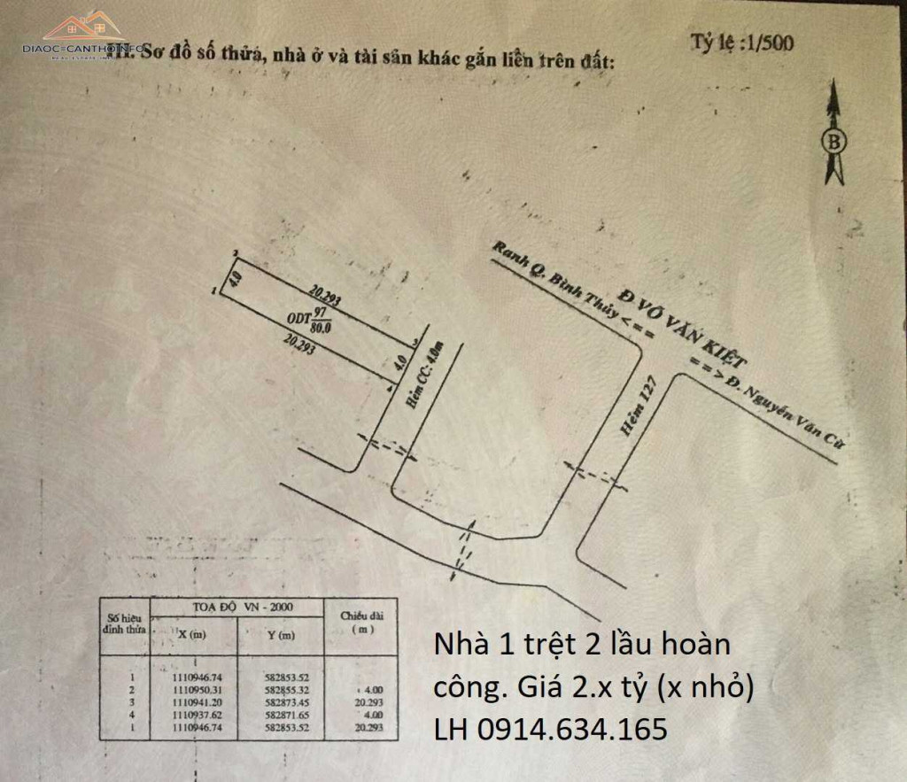 Nhà 1 trệt 2 lầu Hẻm 9 Phạm Ngọc Hưng, Cần Thơ. DT 80m2, lộ 4m, xe hơi tới nhà